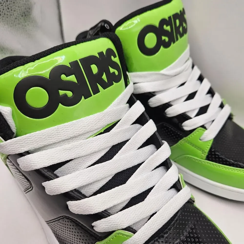 OSIRIS MEN 8 CONVOY MID HJ.BTS.26 SKATEBOARDING SHOES GREE BLACK PATENT NWOB